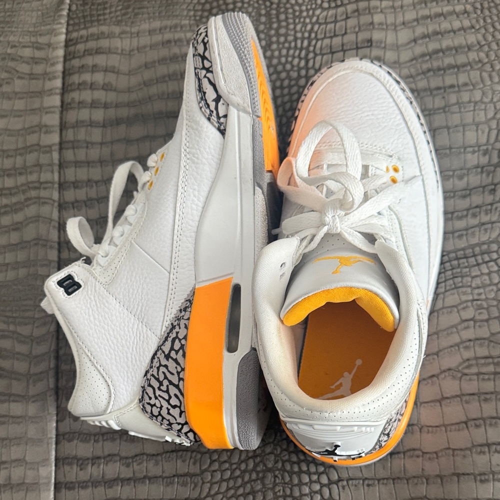 Nike White & Orange Retro Basketball Sneakers with Elephant Print